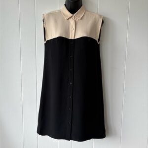 Jenni Kayne Silk Black/Cream Mini Dress | Size Small